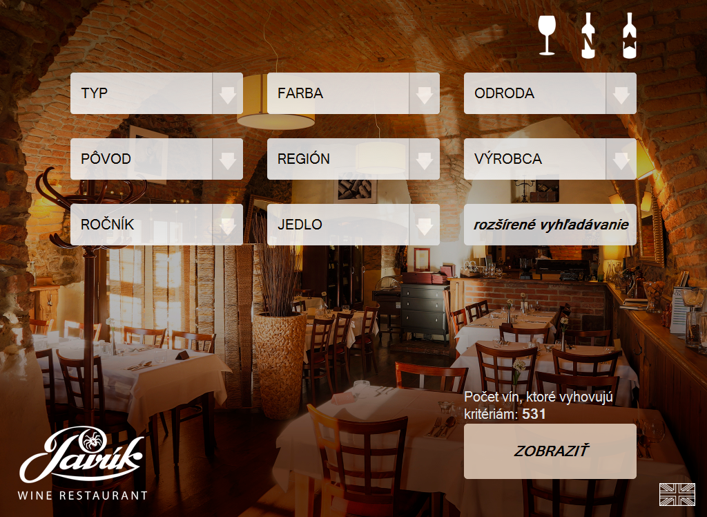 screenshot of the project Wine cards via tablet
