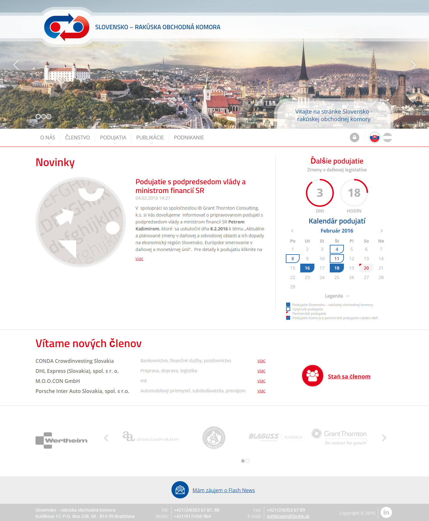 screenshot of the project Slovak-Austrian Chamber of Commerce